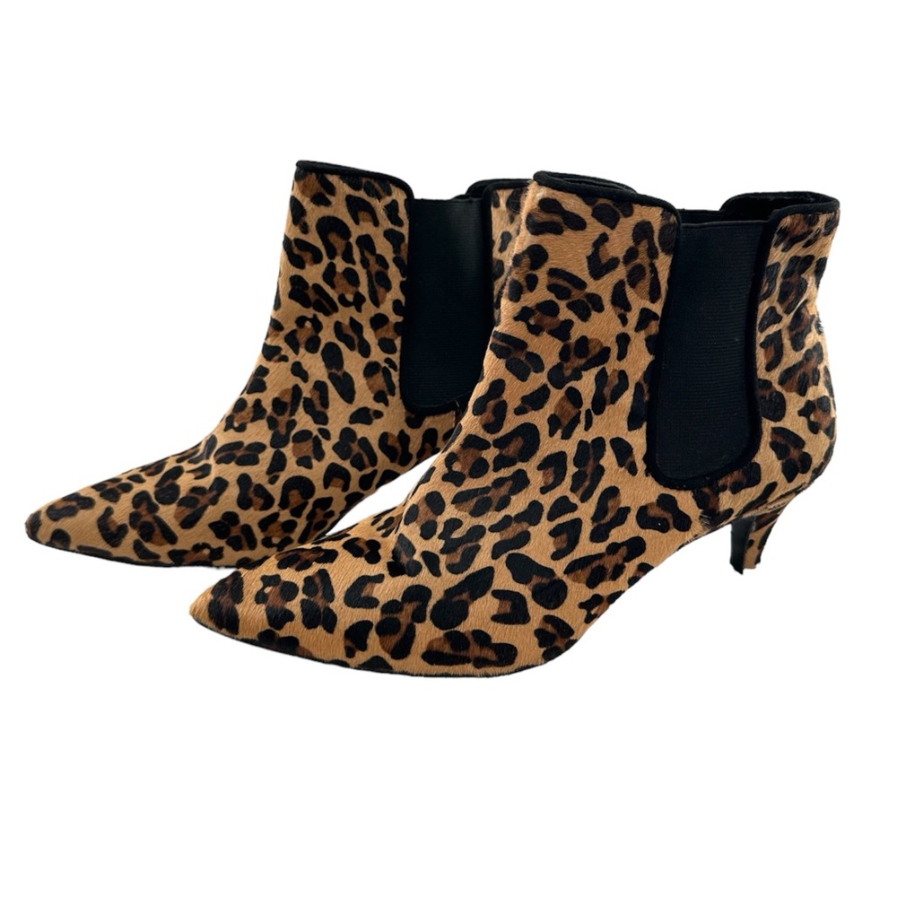 ZARA BASIC Leopard Print Calf Hair Kitten Heel Ankle Boot